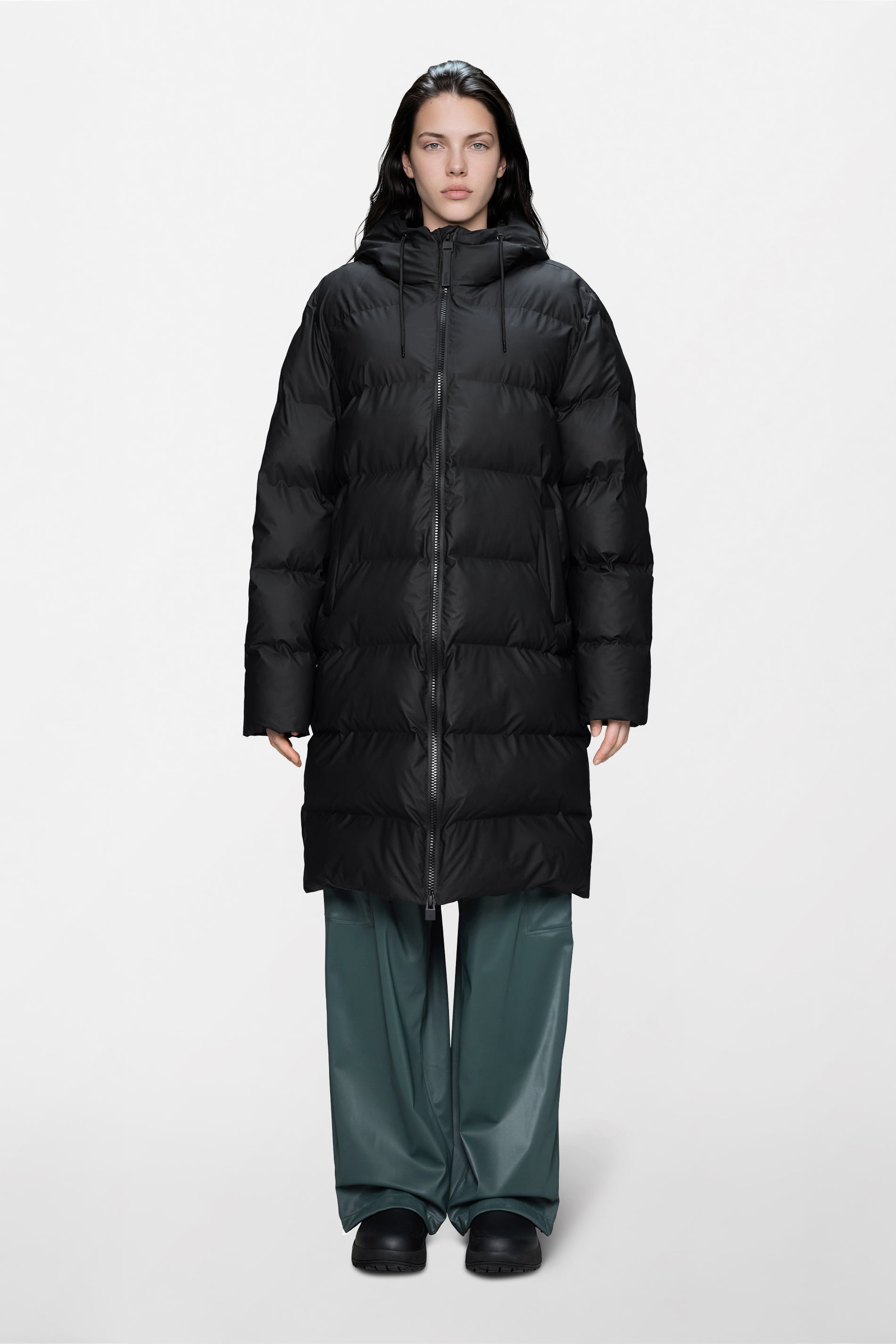 RAINS Alta Longer Puffer Jacket Black Jacket