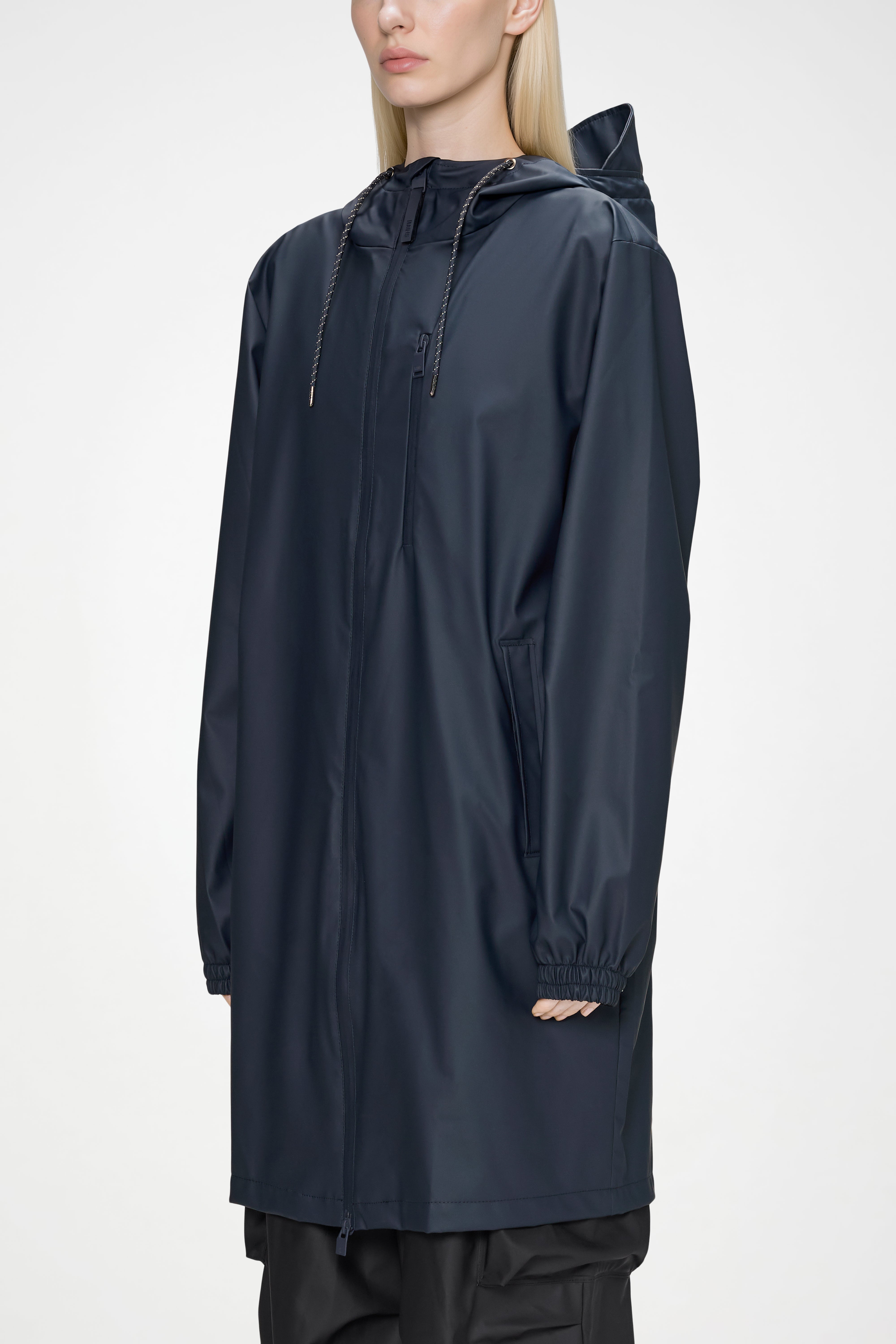 RAINS Long Storm Breaker Navy Jacket