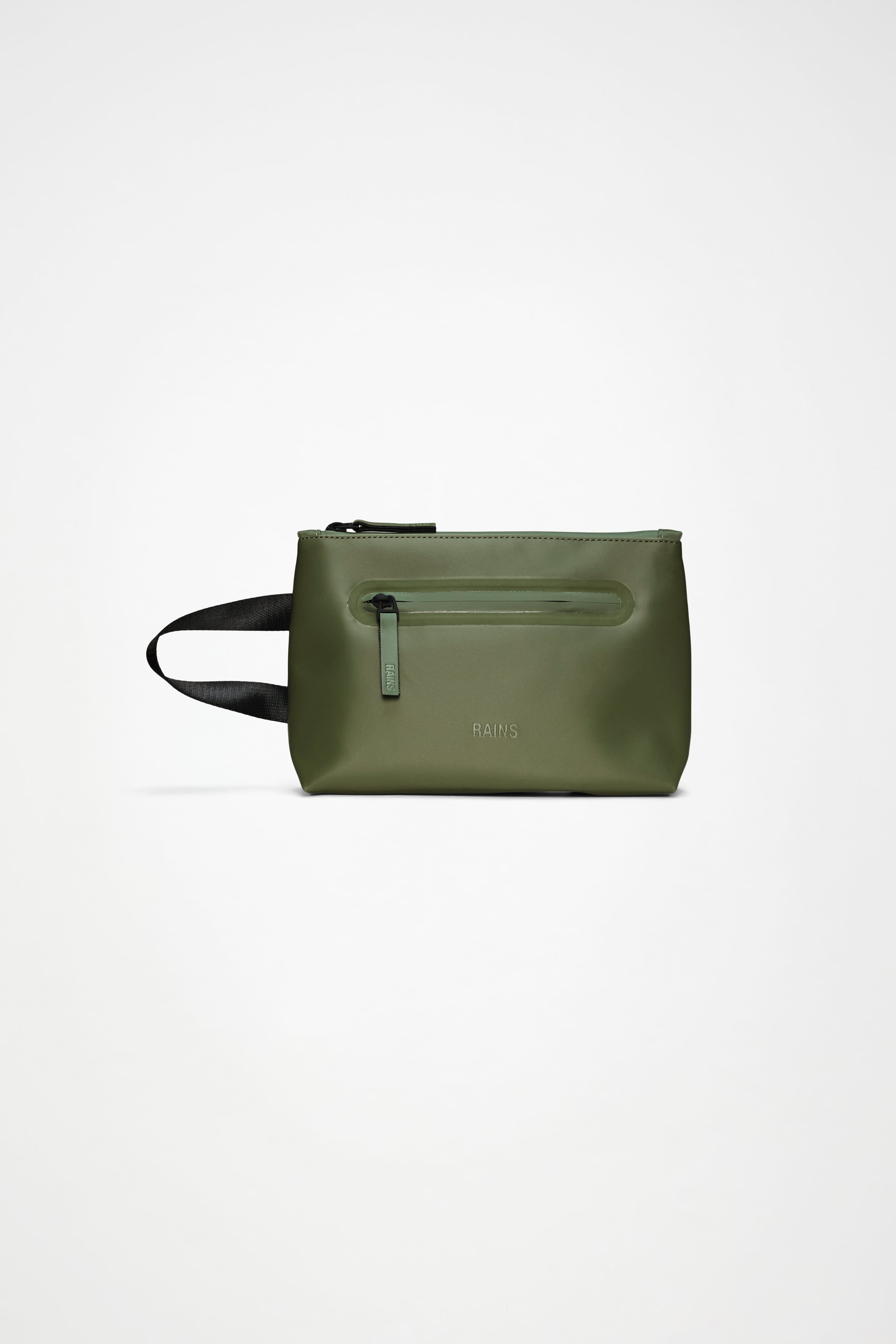 RAINS 2 Zip Cosmetic Bag Large Green Satin 3.50L H17 x D8 x W25 cm Wash Bag