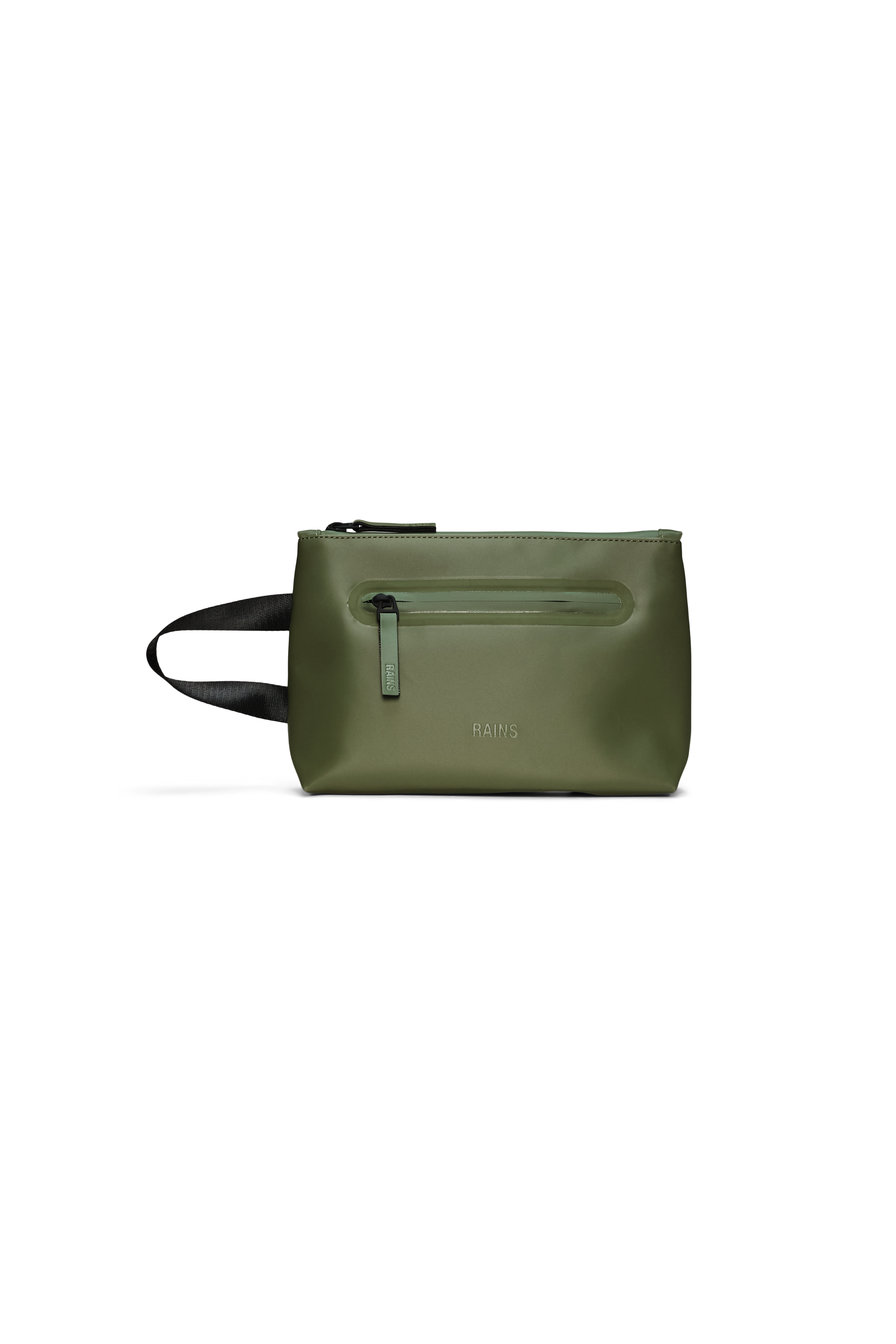 RAINS 2 Zip Cosmetic Bag Large Green Satin 3.50L H17 x D8 x W25 cm Wash Bag